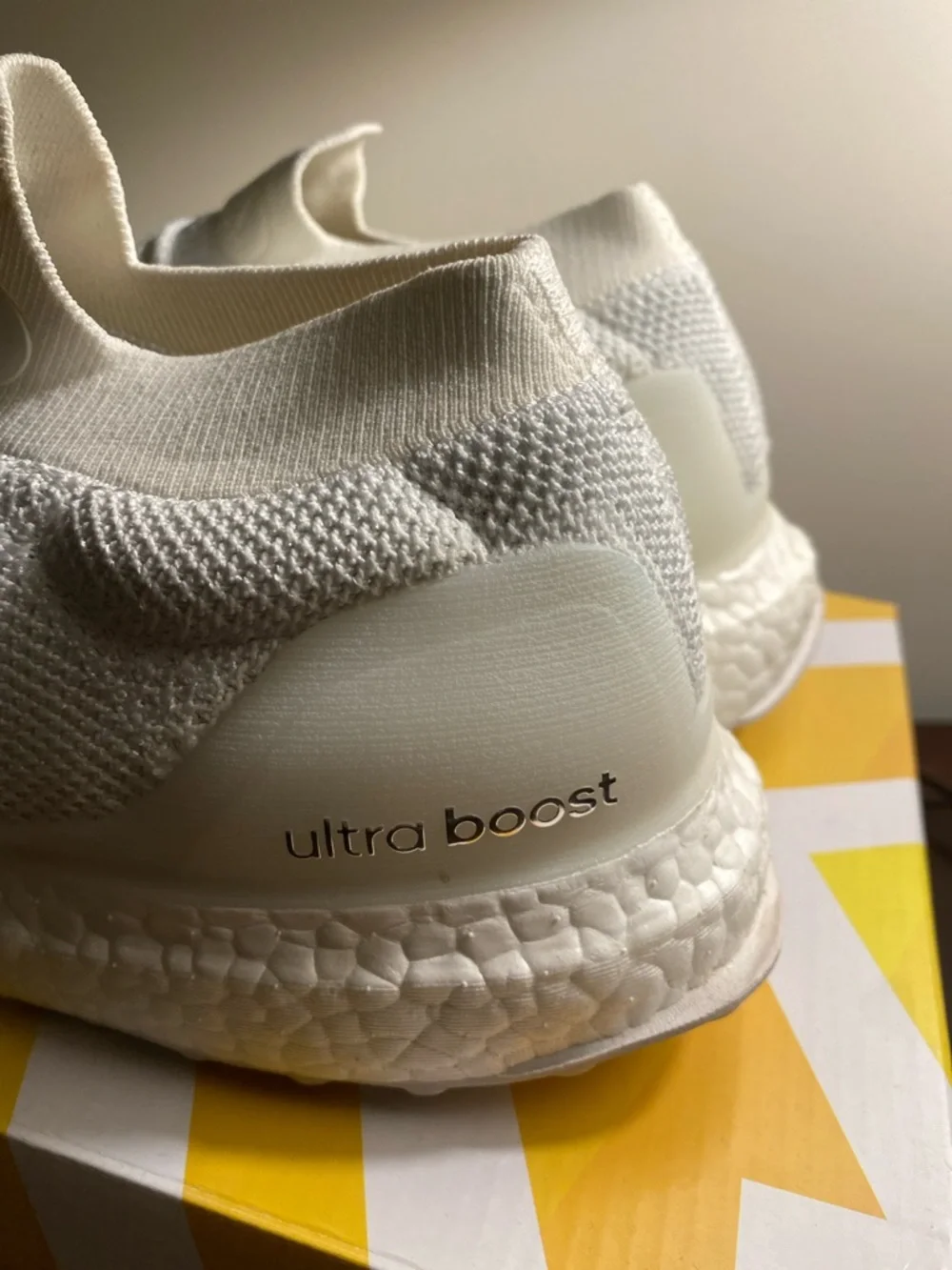 adidas White Slip-On Knit Ribbed Sneakers. Ultra Boost - Picture 5 of 11